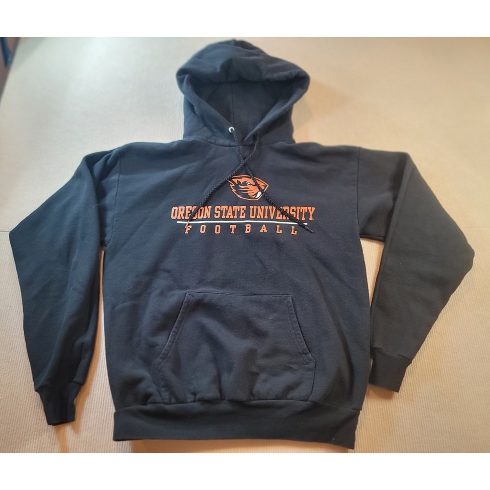 Oregon State Beaver Football Sweatshirt hoodie Black size medium Orange beaver